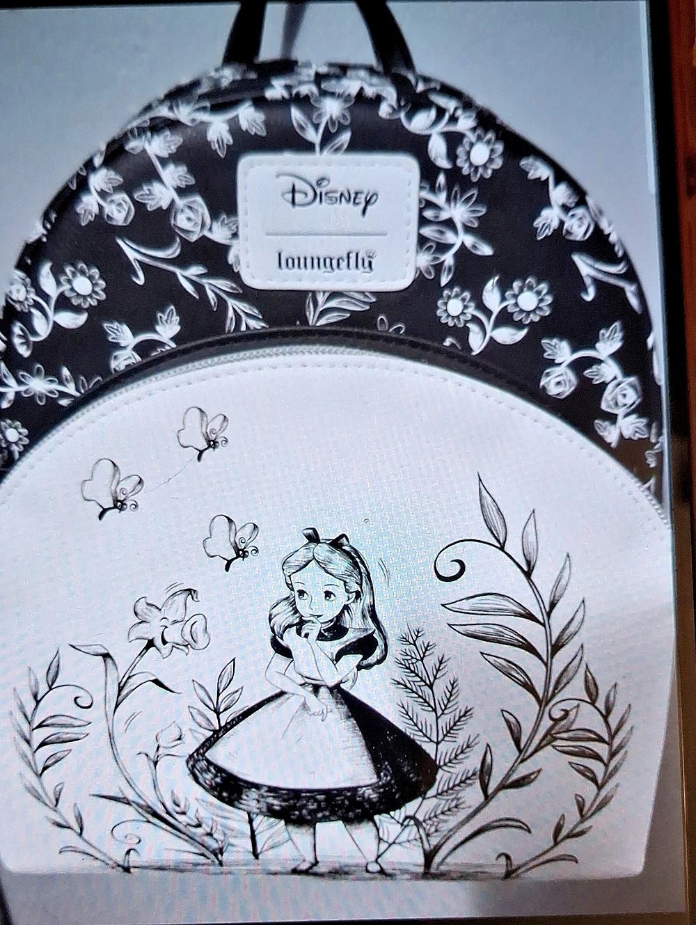 Loungefly Alice in Wonderland Sketch Mini Backpack Black & White